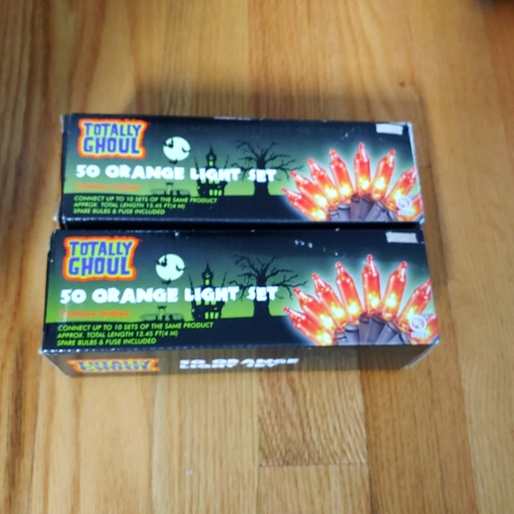 2 Set Totally Ghoul Halloween 50 Orange String Lights Set Indoor/Outdoor Vintage - Picture 3 of 5
